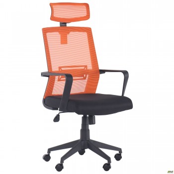 Крісло Neon HR сидіння Саванна nova Black 19/спинка Сітка оранж