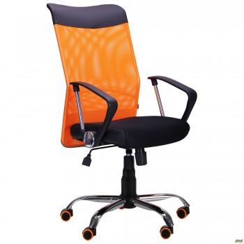 Кресло АЭРО HB Line Color сиденье Сетка чёрная,Неаполь N-20/спинка Сетка оранжевая, вст.Неаполь N-20