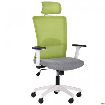 Кресло Uran White HR сиденье Сидней-20/спинка Сетка SL-06 салатовая