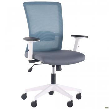 Кресло Uran White сиденье Нест-08 серая/спинка Сетка SL-18 аквамарин