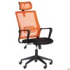 Крісло Matrix HR сидіння Саванна nova Black 19/спинка Сітка Line-07 оранж