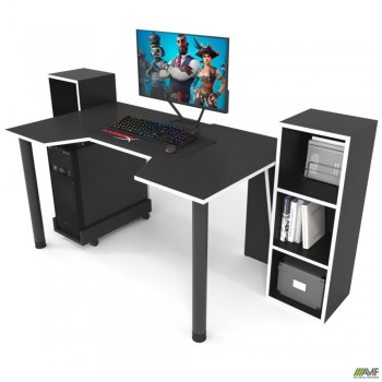 Геймерский стол ZEUS-Game GAMER-5, корпус: чёрный; кромка:белый