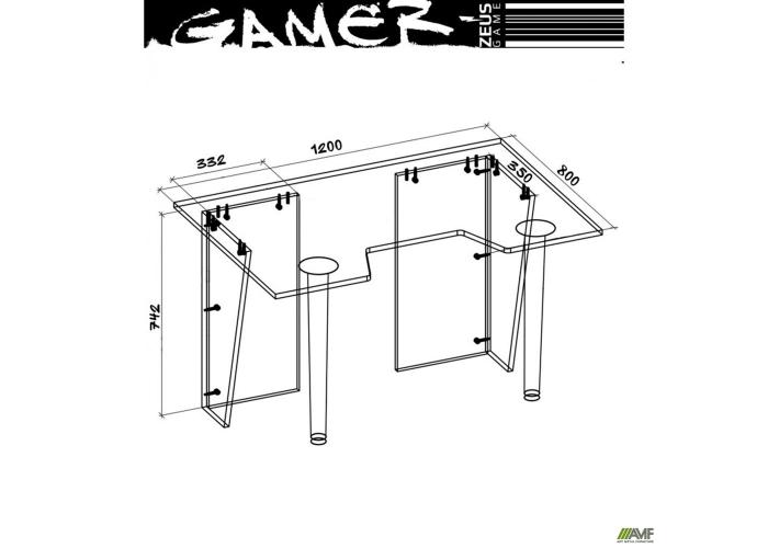  Геймерский стол ZEUS-Game GAMER-5, корпус: чёрный; кромка:белый  3 — купить в PORTES.UA
