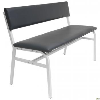 Лавка 1200х520х785мм черный, кожзам бежевый