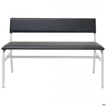 Лавка 1200х520х785мм черный, кожзам бежевый