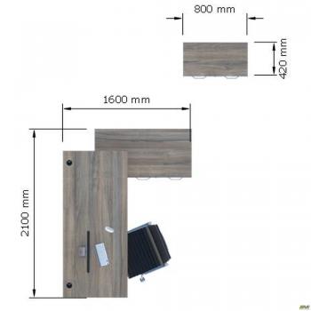 Стол руководителя. Комплект 10. Вяз Либерти Дымчатый. Черный графит