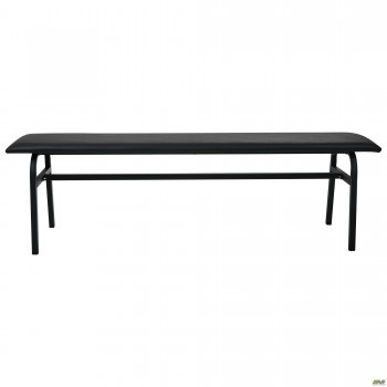 Банкетка 3-х местная 1600/1400х490/360хН.450мм, Черный/Кожзам черный