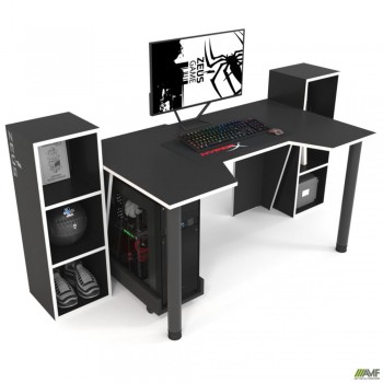 Геймерский стол ZEUS-Game GAMER-5, корпус: чёрный; кромка:белый