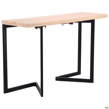 Стол обеденный раскладной Итака черный/МДФ дуб Сонома