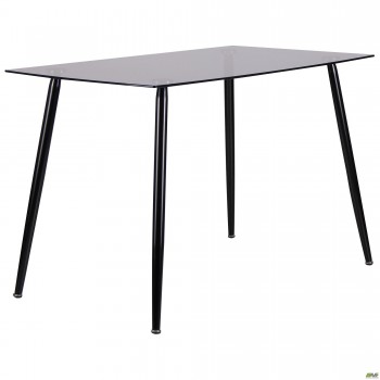 Стіл обідній Умберто чорний/скло тоноване сіре
