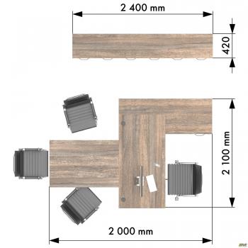 Стол руководителя. Комплект 11. Вяз Либерти Дымчатый. Черный графит