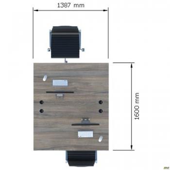 Стол менеджера на 2 рабочих места. Комплект 19. Вяз Либерти Дымчатый. Черный графит