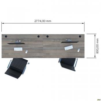 Стол менеджера на 2 рабочих места. Комплект 20.  Вяз Либерти Дымчатый. Черный графит