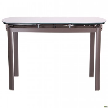 Стіл обідній розкладний Кассандра сірий/скло платина