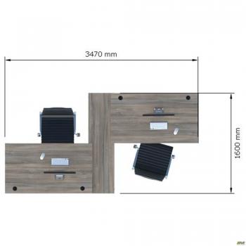 Стол менеджера на 2 рабочих места. Комплект 14. Вяз Либерти Дымчатый. Черный графит