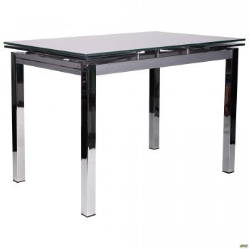 Стол обеденный раскладной Глория хром/стекло платина с узором