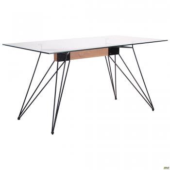 Стіл обідній Каттані чорний/скло прозоре