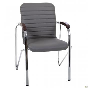 Стул Rumba хром орех Кожзам серый
