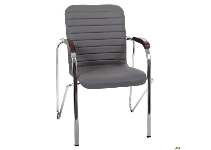  Стул Rumba хром орех Кожзам серый  1 — купить в PORTES.UA