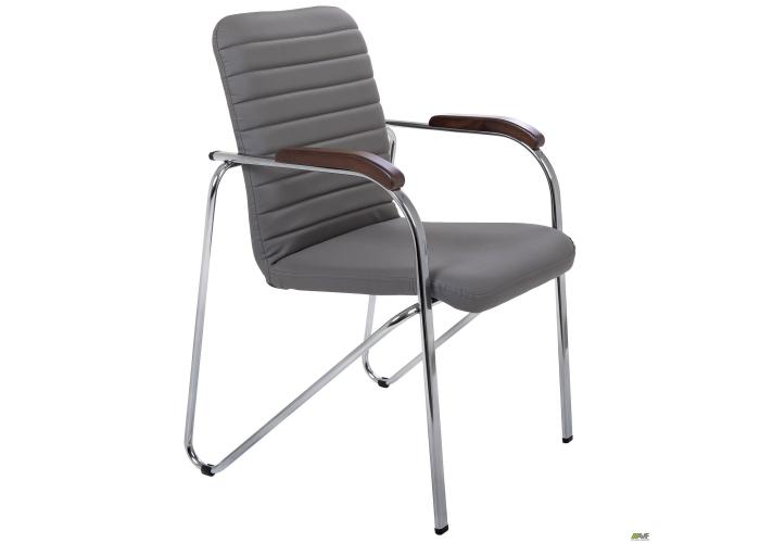  Стул Rumba хром орех Кожзам серый  2 — купить в PORTES.UA