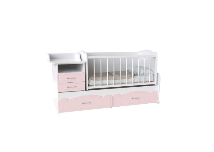  Кровать детская - Трансформер 3в1 Binky ДС043 Аляска / Розовый (решётка Белая)  1 — купить в PORTES.UA