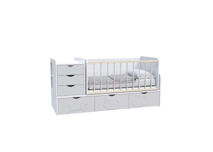  Кровать детская - Трансформер 3в1 Binky ДС504A Аляска / Пепельный софттач  1 — купить в PORTES.UA