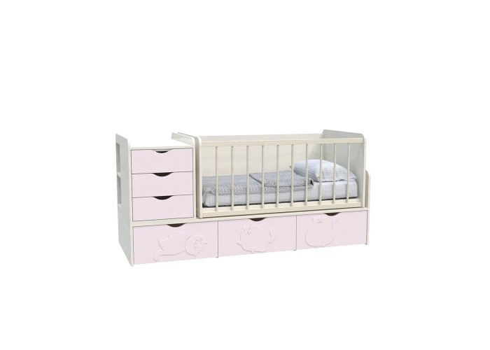  Кровать детская - Трансформер 3в1 Binky ДС504A Дуб шамони светлый / Розовый  1 — купить в PORTES.UA