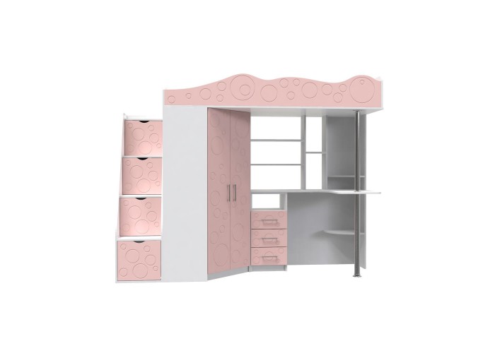  Кровать - чердак Binky ДС37А Аляска / Розовый  1 — купить в PORTES.UA