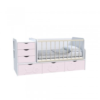 Кровать детская - Трансформер 3в1 Binky ДС504A Аляска / Розовый