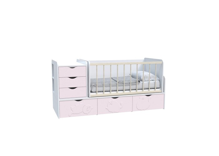  Кровать детская - Трансформер 3в1 Binky ДС504A Аляска / Розовый  1 — купить в PORTES.UA