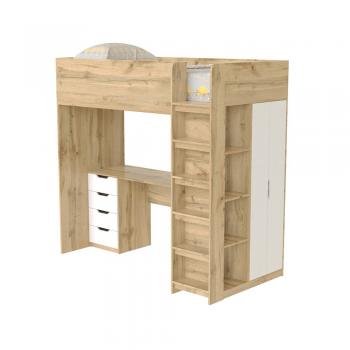 Кровать - чердак Binky ДЮС33 Дуб тахо / Белый супермат