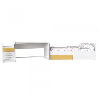 Кровать детская - Трансформер 3в1 Binky ДС039 Аляска / Охра жёлтая + Белый супермат