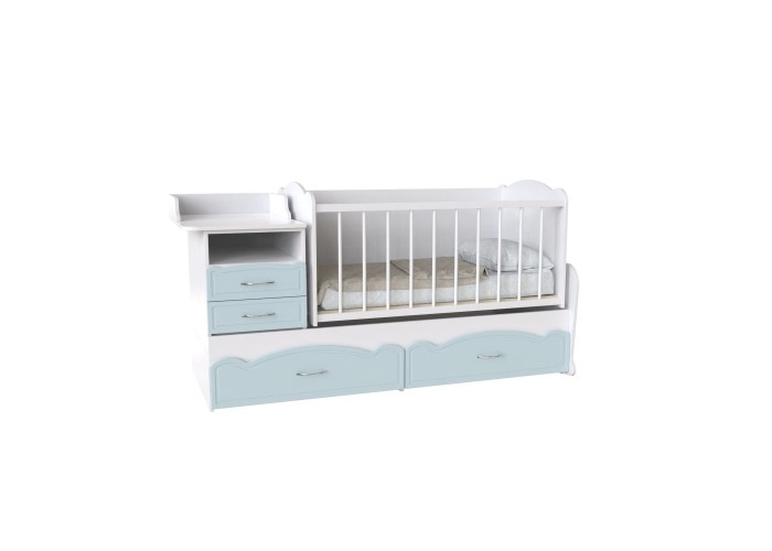  Кровать детская - Трансформер 3в1 Binky ДС043 Аляска / Голубая лагуна (решётка Белая)  1 — купить в PORTES.UA
