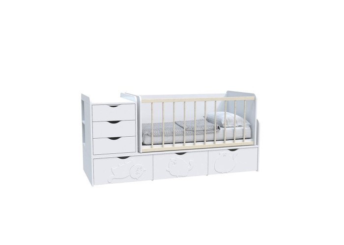  Ліжко дитяче - Трансформер 3в1 Binky ДС504A Аляска / Білий супермат  1 — замовити в PORTES.UA