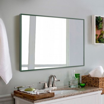 Зеркало настенное для ванной в алюминиевой раме, темно - зеленый цвет