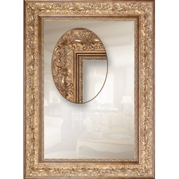 Зеркало настенное в золотой, широкой раме Rome Gold
