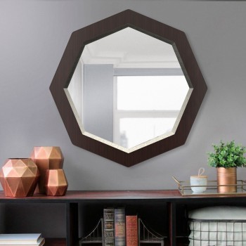 Настенное восьмиугольное зеркало с фацетом 800 мм, венге