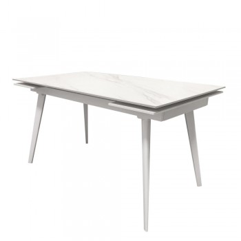 Стол раскладной керамика Hugo Carrara White (Хуго Каррара Вайт) 140-200 см