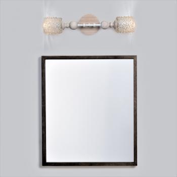 Светильник белый настенный бра из массива ясеня, металла и винтажного хрустального абажура