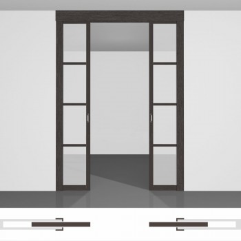 Стеклянные раздвижные двери P01.2 двойной комплект • высота до 2430 мм • полотна внутрь стены