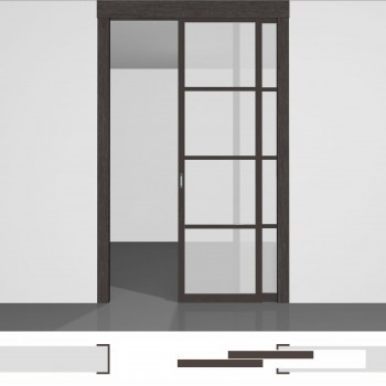 Розсувні двері у вітальню P02.2в • два полотна вистій до 2430 мм всередину стіни • екошпон