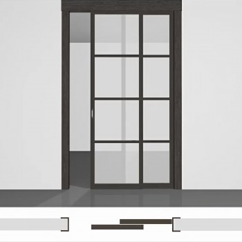 Раздвижные стеклянные двери P02.3в • два полотна выстой до 2430 мм в проёме • экошпон