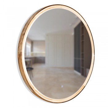 Круглое зеркало Solar Eclipse орех LED 600