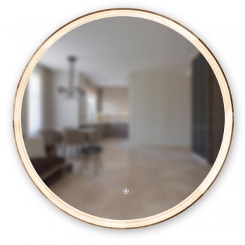 Круглое зеркало Solar Eclipse орех LED 600