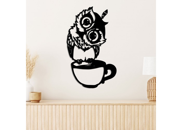  Деревянная дизайнерская картина "Coffe Owl"  (50 x 30 см)  1 — купить в PORTES.UA