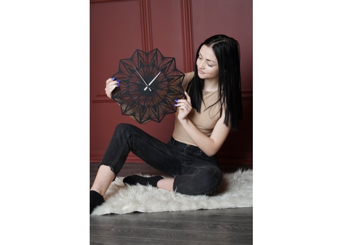  Чорний настінний годинник Moku Yokohama (38 x 38 см)  3 — замовити в PORTES.UA