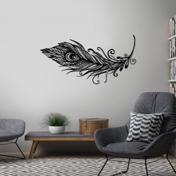 Деревянная картина "Peacock Feather"  (70 x 36 см)