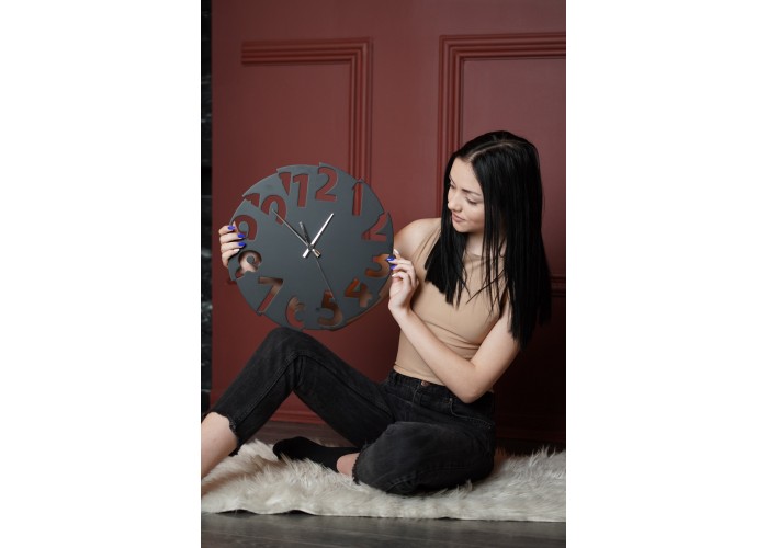  Чорний настінний годинник Moku Osaka (38 x 38 см)  1 — замовити в PORTES.UA