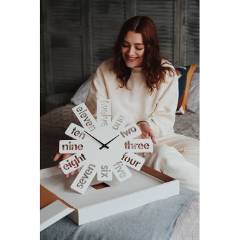 Білий настінний годинник Moku Taito (38 x 38 см)