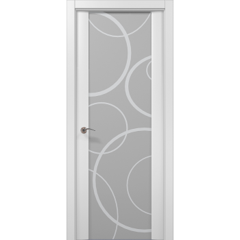 Белые двери со стеклом Millenium-05 арт белый матовый
